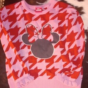 Disney Red and Pink Houndstooth Design And Minnie Mouse Head 🎀❤️